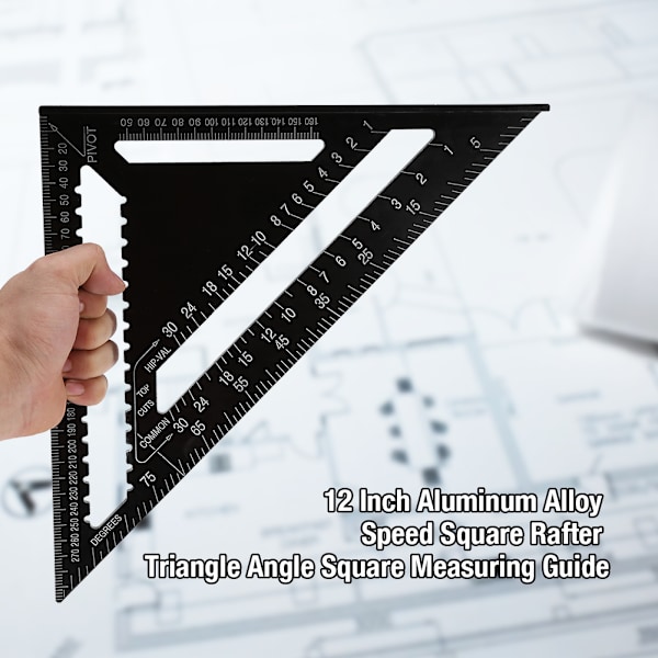 12 tommer aluminiumslegering trekantform firkantet lineal Precision Engineer Carpenter Måleværktøj