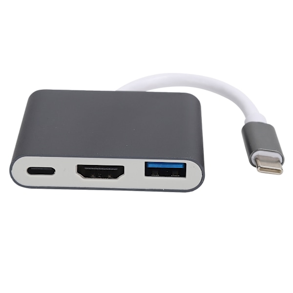 USB C-adapter 3.1 3-i-1 Hub-konverter Dock High Definition Multimedia Interface 4K Sort Grå