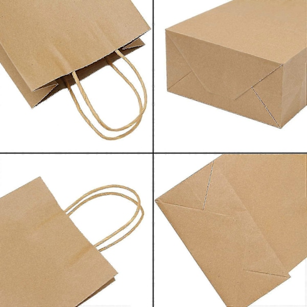 24 kpl Paperisia Juhlakasseja 16 x 8 x 22 cm Ruskea Voimapaperikassi Lahjakassi Kahvalla Syntymäpäiville