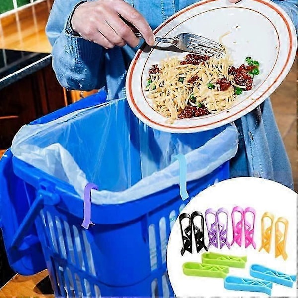 Klämma Papperskorg Klämhållare Plastklämma Hållare för Köksavfallskorg Klämma Slumpmässig Färg - 20st_SZXM