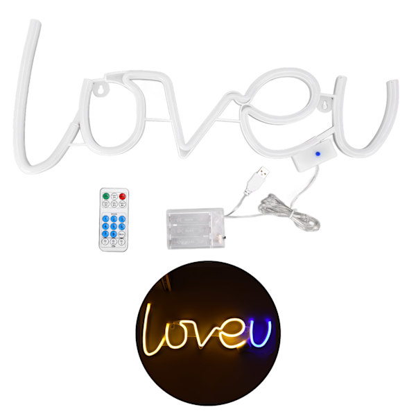 LOVEU Neon Light LED 18 Keys 8 Modes Timing Remote Control USB Light for Home Decoration 300LMWarm White + Blue Light