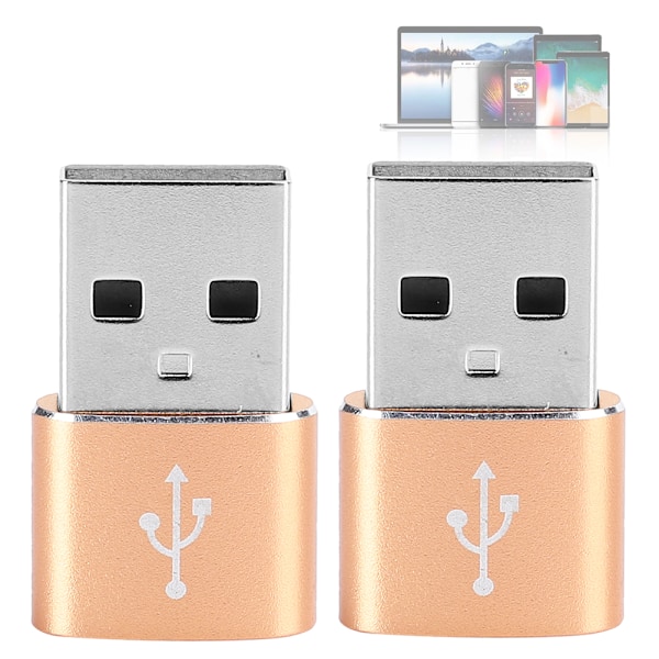 2 kpl alumiiniseos TypeC - USB -sovitinta latauksen synkronointiin ja tiedonsiirtoon (kulta)
