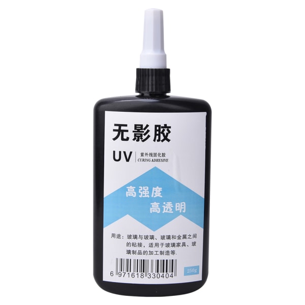 Klar UV lim Ultrafiolett herdende høystyrke lim for glass sofabord Krystall Akryl250g