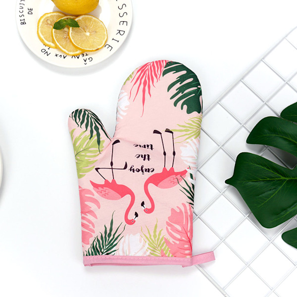 Flamingo-paksut leivontahanskat, lämmönkestävät, uunin ja mikroaaltouunin eristysmatto, keittiön ruoanlaittotarvikkeet
