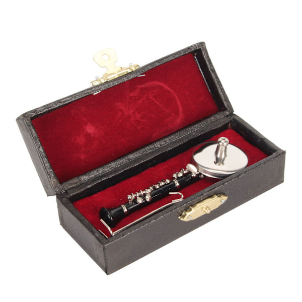 Miniature Klarinet Model med Stativ og Etui Musikinstrumenter Klarinet Model Display til Skrivebordsdekoration 3,15in