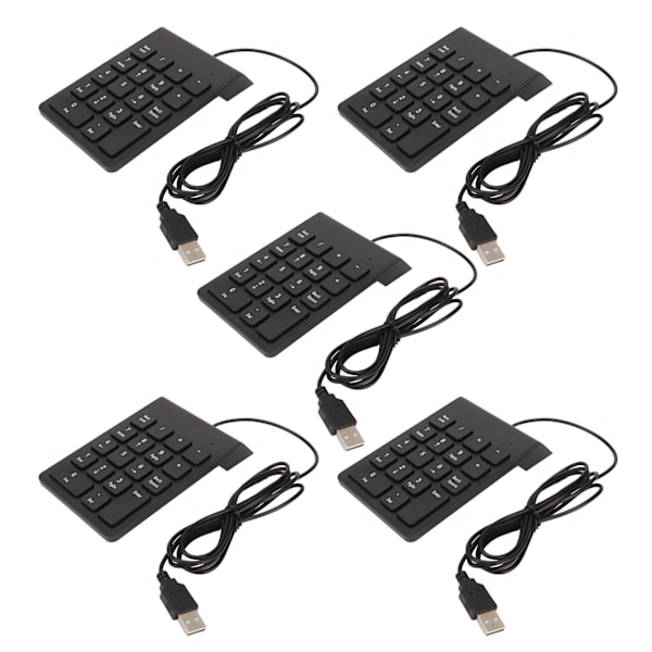 Kablet numerisk tastatur 18 taster Ergonomisk USB Plug and Play Stillegående tasting Mini numerisk tastatur for PC Laptop Desktop 5 stk.