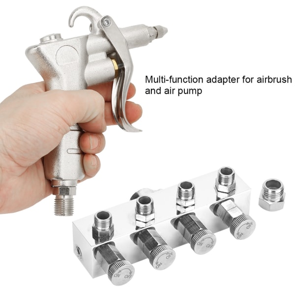 Multifunksjons justerbar aluminium luftslange splitter Airbrush Adapter Tilbehør #1