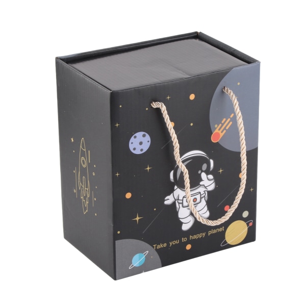 400 ml söt astronautmugg ergonomiskt handtag keramisk kopp med lock sked för kaffe te mjölk ljusblå