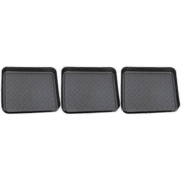 35x27x3 cm Set med 3 Skoställ i Plast med Droppbricka & Liten Skomatta