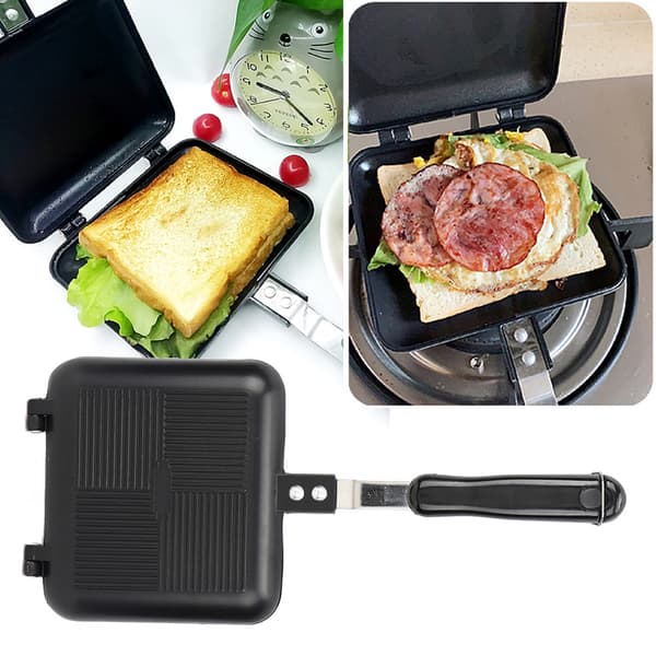 Sandwichmaker i aluminiumslegering, dobbeltsidig non-stick stekepanne til frokost