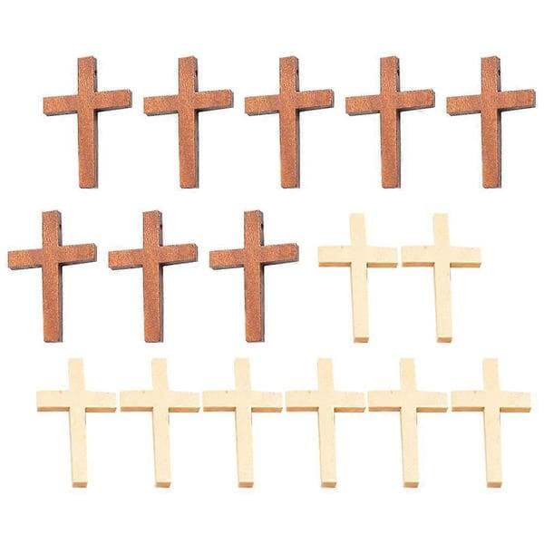 20 stk trækors vedhæng håndværk DIY trækors dekoration (hvidbrun) 4X3cm