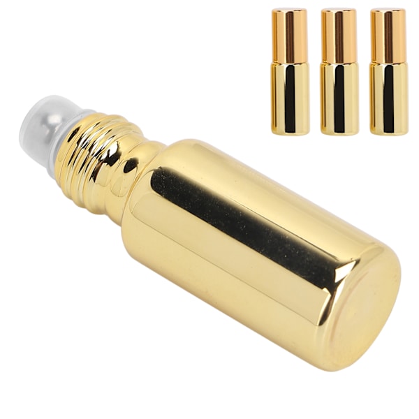 3 st professionella parfymrullflaskor i glas bärbara eteriska oljerullflaskor set 5ml Guld