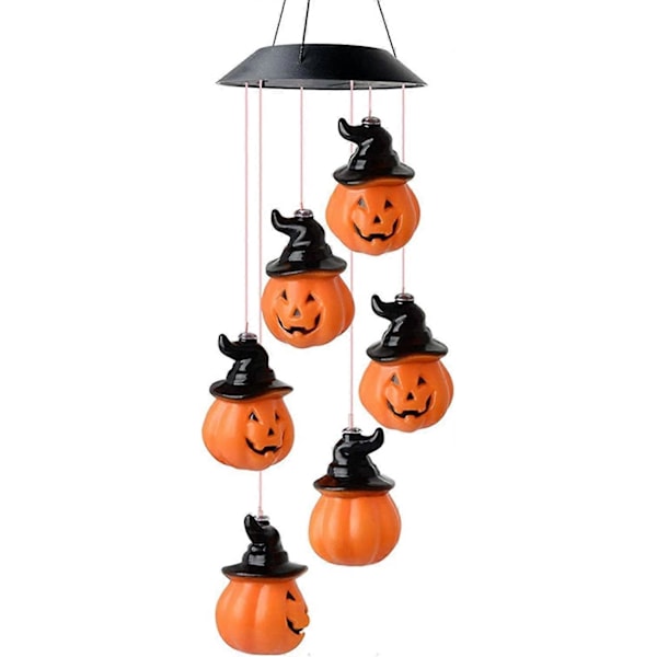 Solar Græskar Vindspil Vandtæt Haveindretning Halloween Dekoration Græskar Vindspil til Halloween