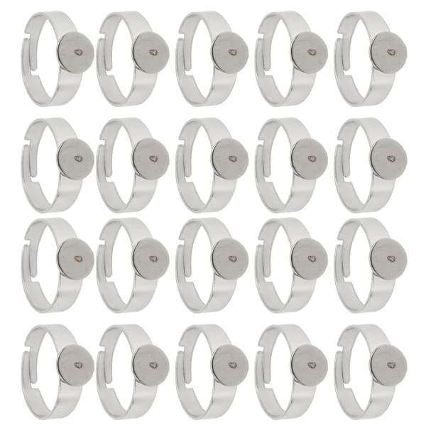 20 st tomma ringar 8 mm justerbar DIY platt ringbas i rostfritt stål för DIY-ringar DIY-smycken
