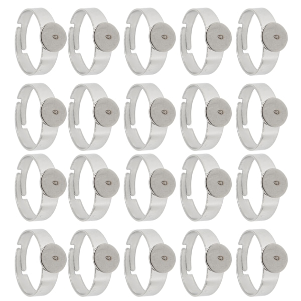20 stk. tomme ringe 8 mm justerbar rustfrit stål DIY flad ringbase til DIY ringe DIY smykker