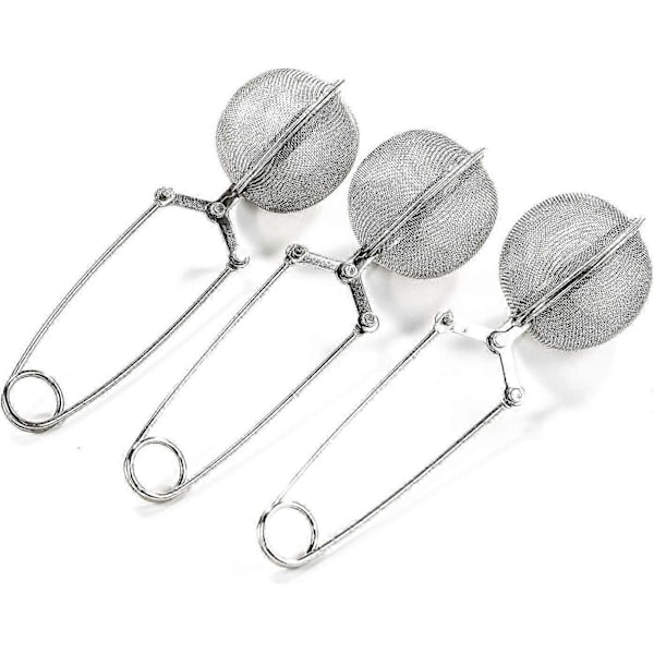 3-pak Mesh Snap Ball Te-si med Håndtag til Løs Te og Krydderier Rustfrit Stål Te-infuser Te-filter_SZXM