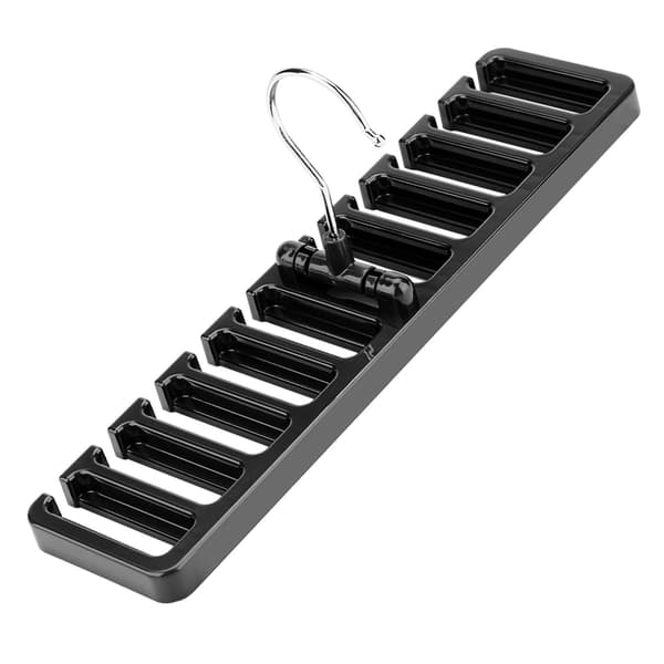 10 Slots Bælte Tørklæde Stativ Organizer Robust Plastik Skab Garderobe Pladsbesparende Sort
