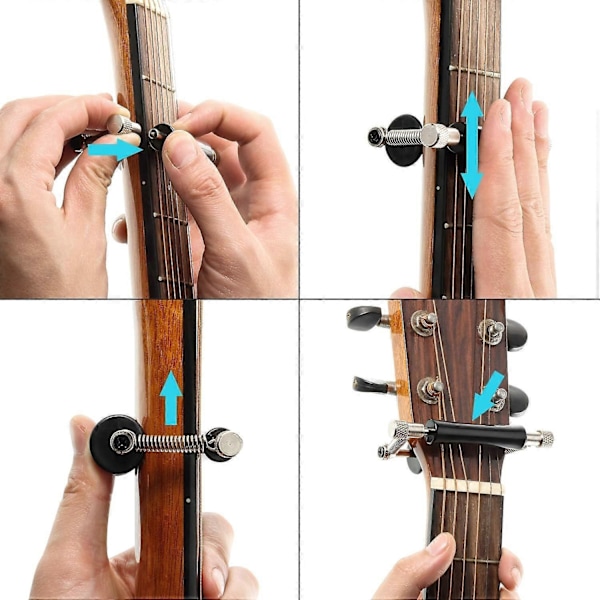 2 Pakke Gitar Rulle Capo Skyve Capo Justerbar Capo Gummi og Rustfritt Stål Capo