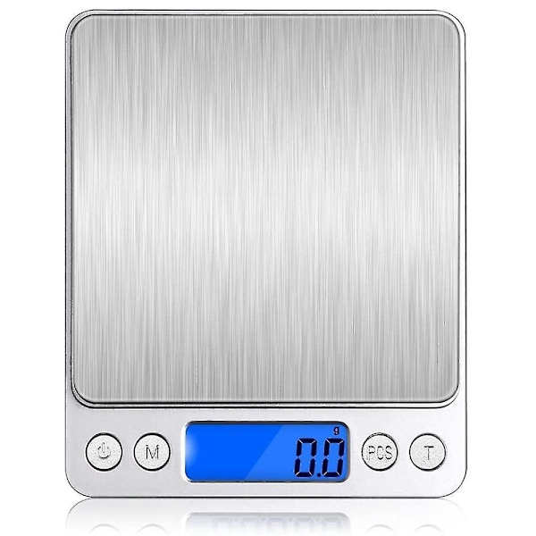 Digital Köksvåg, Brevvåg, Hushållsvåg, Finvåg Med Tareringsfunktion 3kg X 0.1g Med LCD-Display Rostfri Plattform