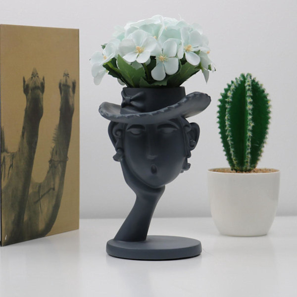 Blomvas Planter Blomkruka Heminredning Kök Harts Staty Svart