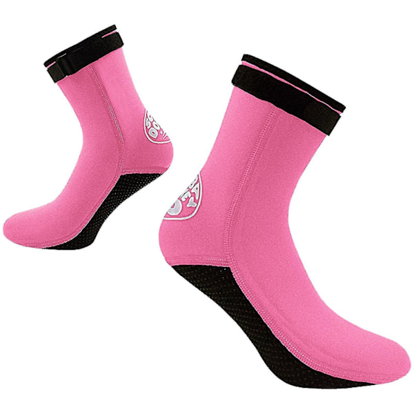 Neopren Snorklingsokker - 3mm tykkelse, Unisex, Varme og holdbare S rosa