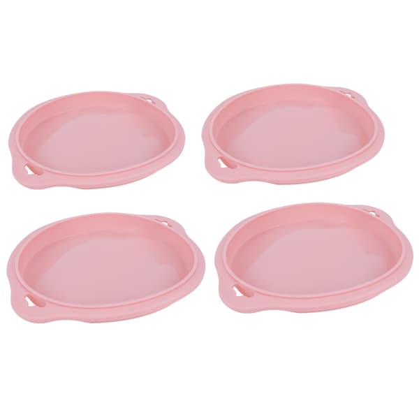 4 STK Silikon Lagdelt Kakeform Rund Brødform Kakebrettform Nonstick Bakeverktøy (Rosa S)