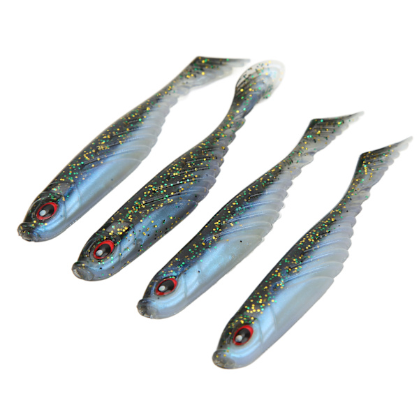 4PCS AR48 75mm/3.2g T-hale myk PVC agn dobbelt farger Jigging Wobblers kunstig lokkegullgrønn svart