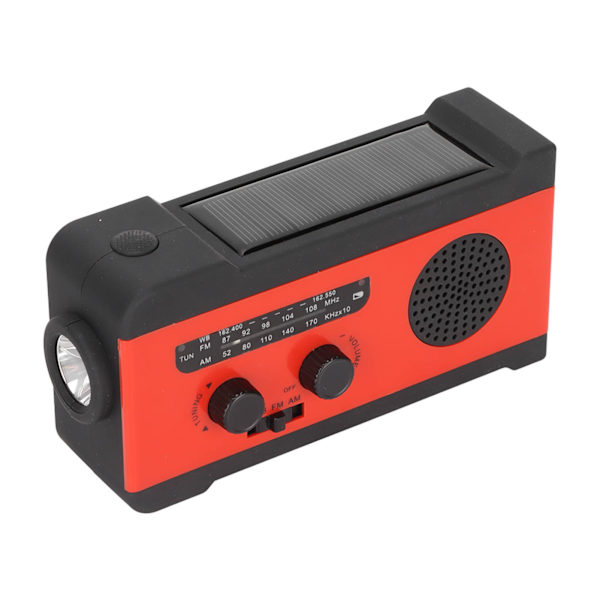 Hand Crank Radio Bärbar Självförsörjande Solväderradio med Nödlampa för Utomhus Nödläge