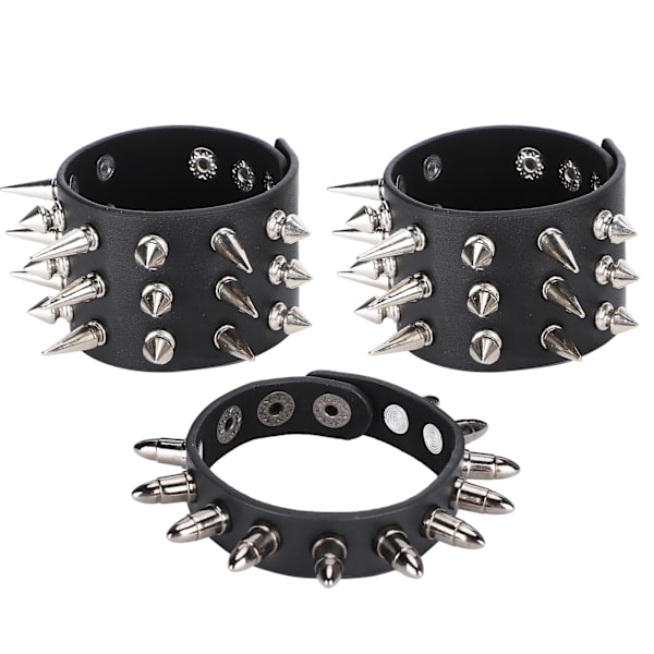 3 stk Punk Piggnagler Armbånd Personlig Armbånd Mansjett Retro Metal Armbånd