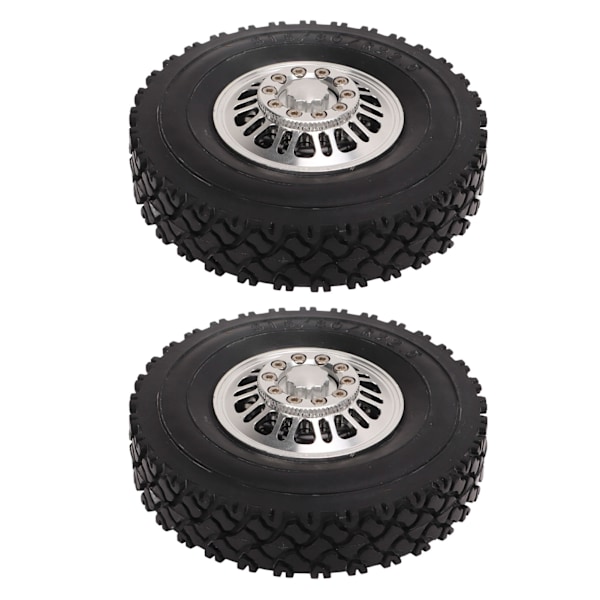 2-pack aluminiumfälg och däckkit för Tamiya 1/14 RC-traktor, ersättningsdäck, främre hjullager