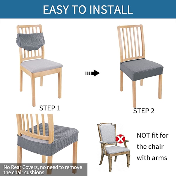 Avtagbar matstolöverdrag med hög stretch, tvättbar sitsöverdrag - Beige