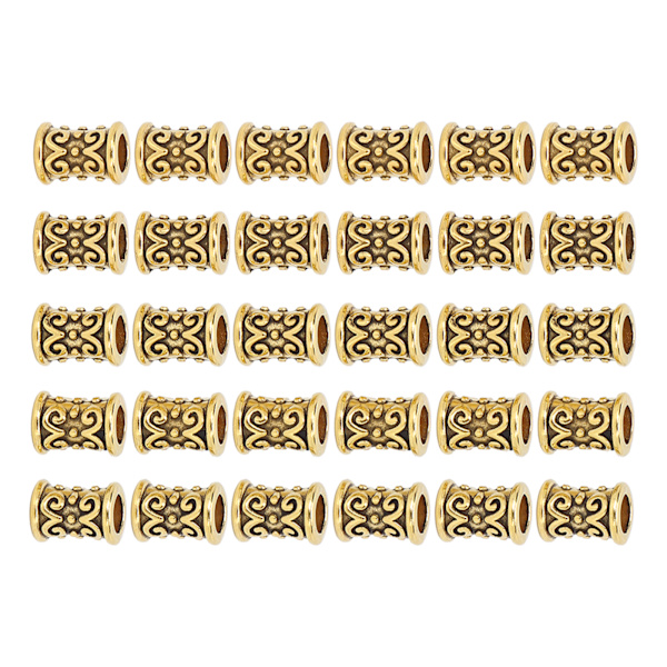 30 stk Hårrørperler Retro Legering Hårdreadlocks Perler Tilbehør til gør-det-selv-hårfletning Armbånd Vedhæng Halskæde Guld