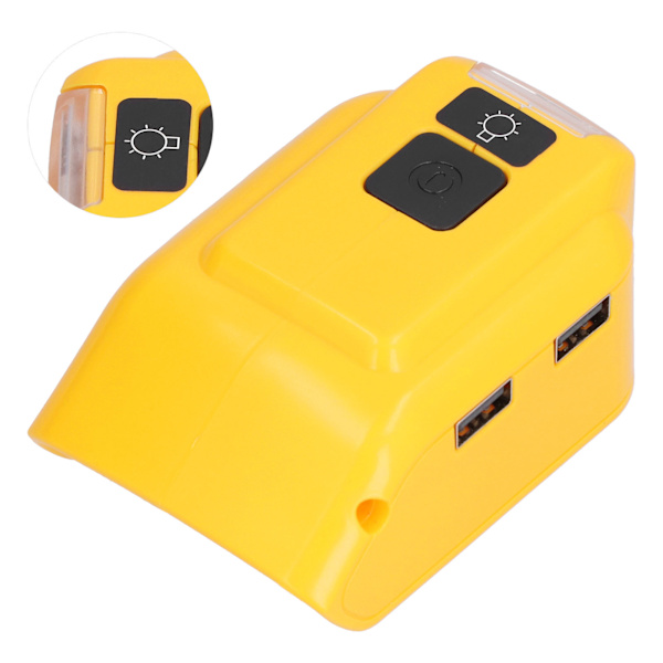 Batteriladeradapterkonverter LED-arbeidslys for 14V‑22V USB-lading DC12V-utgang DCB090 med 12VDC-hull