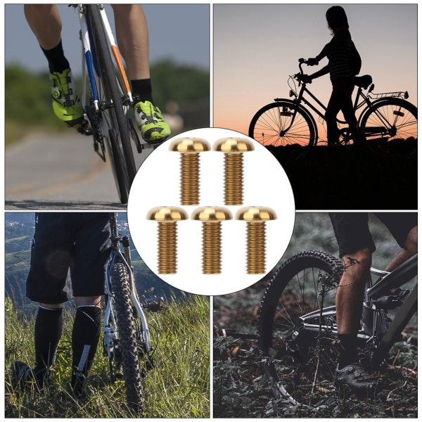 5 st / förpackning titanlegering M5*12 Cykel Vattenflaskhållare Bultar M5*10 Skivbromsskruvar (M5*12 Guld)