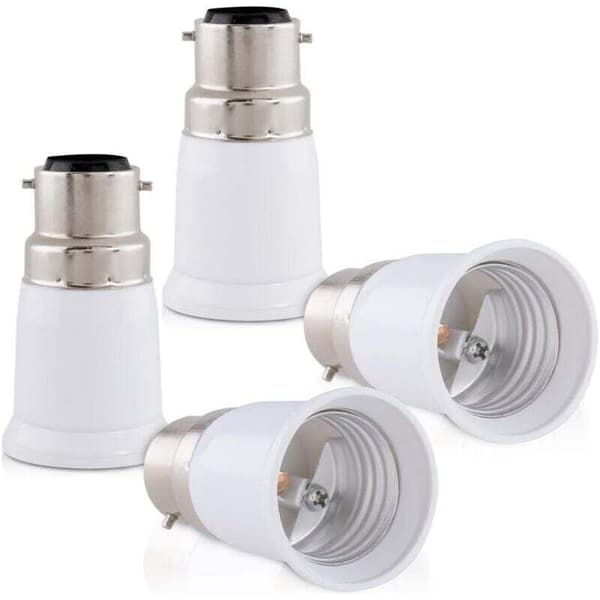 4-delte sokkeladaptere – B22 til E27 for LED- og halogenlamper, rask og verktøyfri installasjon Black