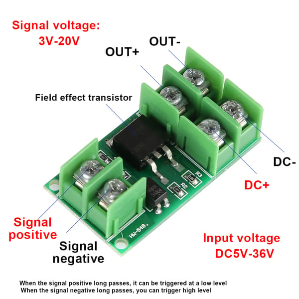 MOS Tube Module PMOS Elektronisk Switch Board med 3V / 5V / 12V / 24V / 36V Input Signal Spænding