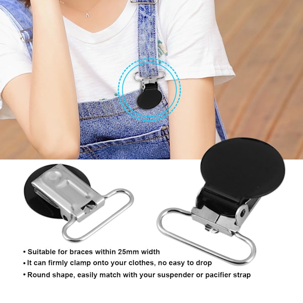 10 stk 25 mm runde seler seler Suttebåndholder Clip DIY Making Supplies (sort)