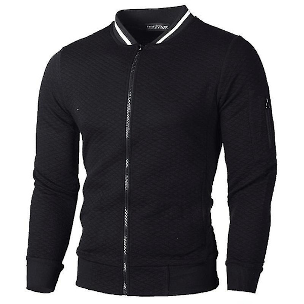 Rutat Zip-Up Cardigan-Kavaj för Män - Avslappnad Vinter Bomberjacka Ytterplagg