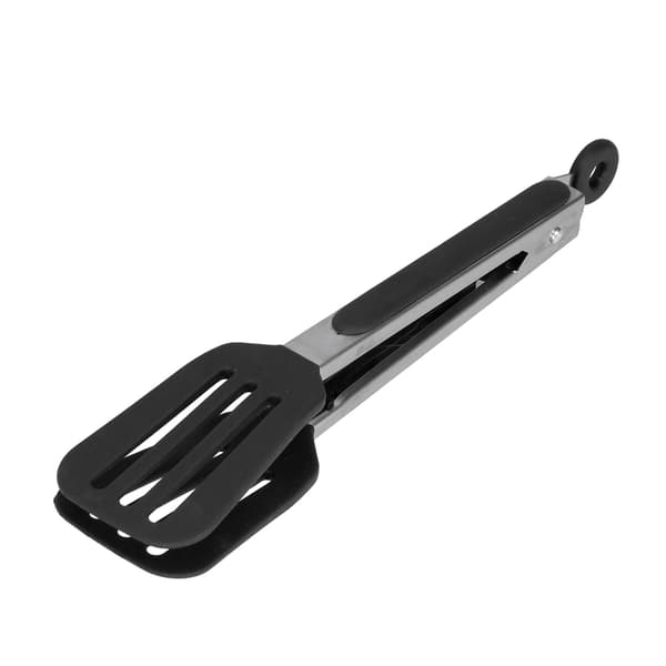 Sammenleggbar stekeklype i silikon og rustfritt stål for grilling og baking, 12 tommer, svart