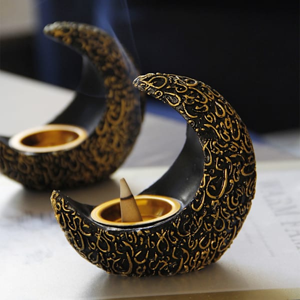 Røgelseholder Måneform Aroma Ovn Holder Resin Røgelseholder Aromaterapi Ovn Desktop Ornament Hjemmekontor Dekoration