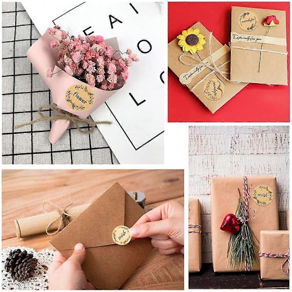500 st Runda Kraft Etiketter 5cm Syltetiketter Självhäftande Kraftpapper Etiketter För Gåvor Kuvert Bakning Kryddetikett Burkset 1