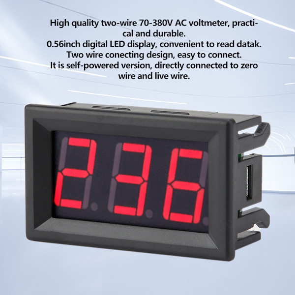 Digitalt voltmeter 0,56 tommer to-leder AC 70-380V Digital LED-skjermspenningsmåler (rød)