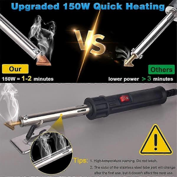 150W 3-in-1 Plastic Welder, Plastic Welding Kit, Soldering Iron Tips Plastic Welding Kit for DIY, Bumper and Kayak Repairs EU Plug Black