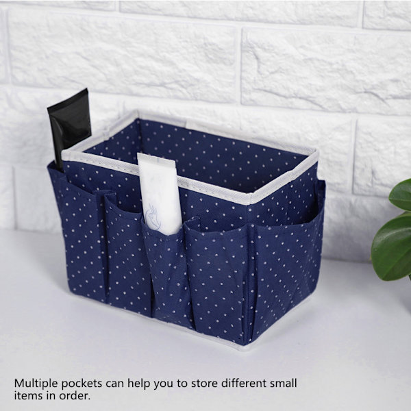 Dots Desktop Makeup Storage Box Kosmetisk Organizer Case Holder NOn woven (Mørkeblå)