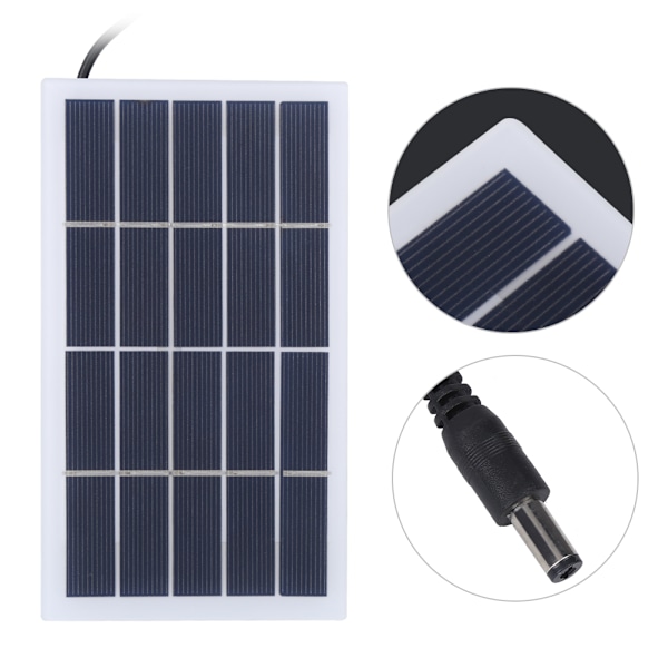 2W 5V Polysilicon Solcellepanel med DC-grensesnittlading for 3,7V Batteri Utendørs Hage Lampe