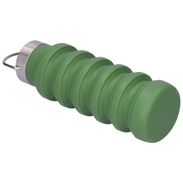 500 ml sammenklappelig silikone vandflaske drikkekop med rustfrit stål låg til udendørs Vert militaire