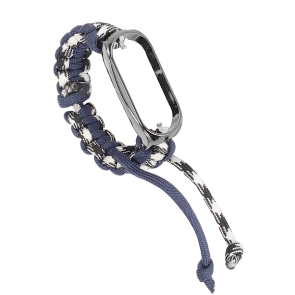2 i 1 flettet sløyfearmbånd for Mi Band 7 Justerbar stretchy nylon pustende sportsstropp med metallramme Marineblå