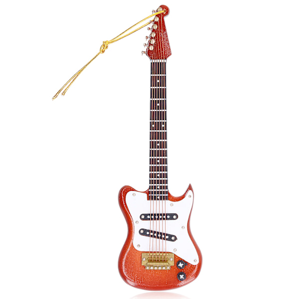 5,9 tommers miniatyr gitarmodell, delikat miniatyr musikkinstrument gitarmodell kaffe med gulltau