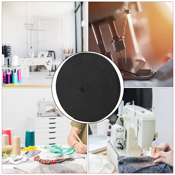 Stickad elastiskt band förtjockning sömnad tillbehör hantverkssamling för skyddskläder manschetterSvart 15 mm bredd