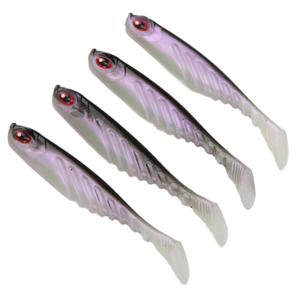 4PCS AR48 75mm/3.2g T Svans Mjuk Bete Dubbla Färger Konstgjorda Fiskebeten Wobbler TackleBlå Pärla Svart Rygg